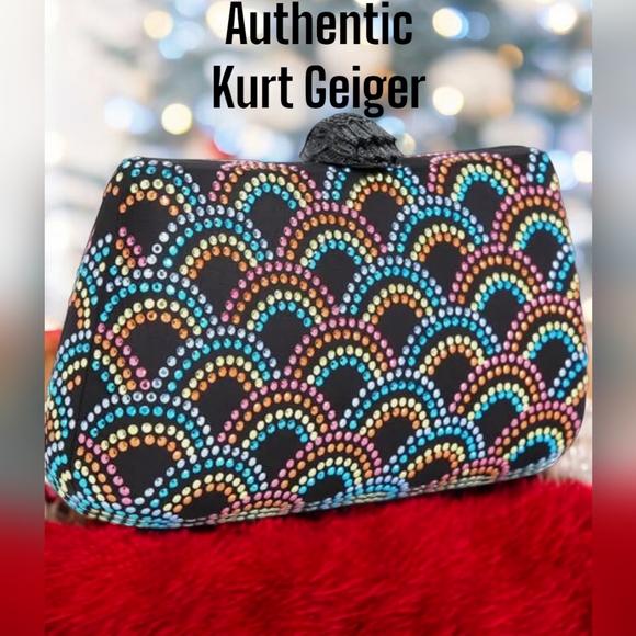 Kurt Geiger London (NWT) I Rainbow Crystal Clutch I Dust Bag - Picture 1 of 11